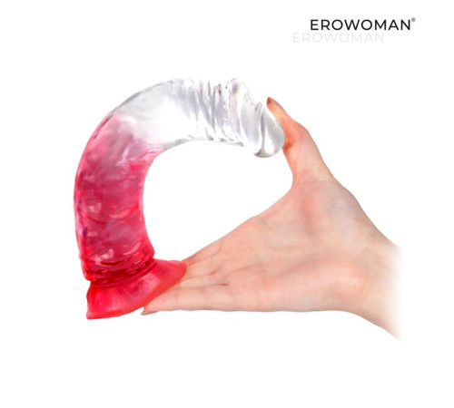 Красный гибкий фаллоимитатор на присоске - 20,5 см.