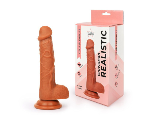 Заказать Реалистичный коричневый фаллоимитатор Erowoman - 18,5 см.