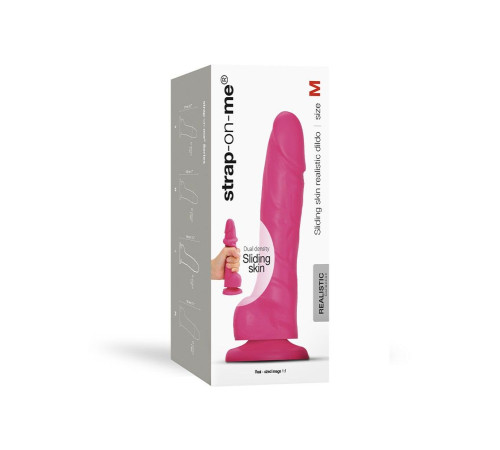 Розовый фаллоимитатор Strap-On-Me Sliding Skin Realistic Dildo size M