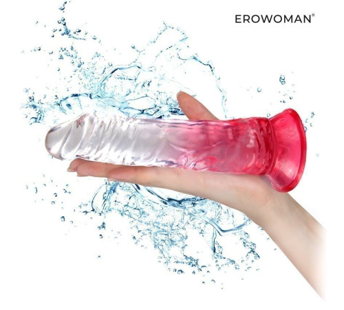 Красный гибкий фаллоимитатор на присоске - 20,5 см.