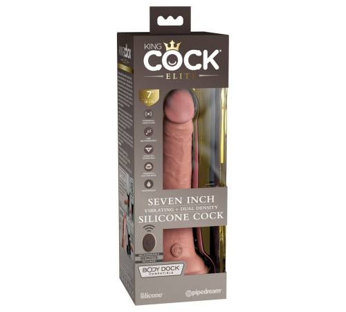 Телесный вибратор 7  Vibrating Silicone Dual Density Cock with Remote с пультом ДУ - 21 см.
