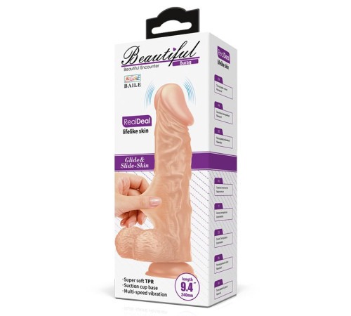 Телесный вибратор-реалистик Buraq на присоске - 24 см.