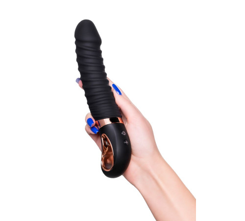 Черный вибратор Waname D-Splash Hurricane с ребрышками - 22,5 см.