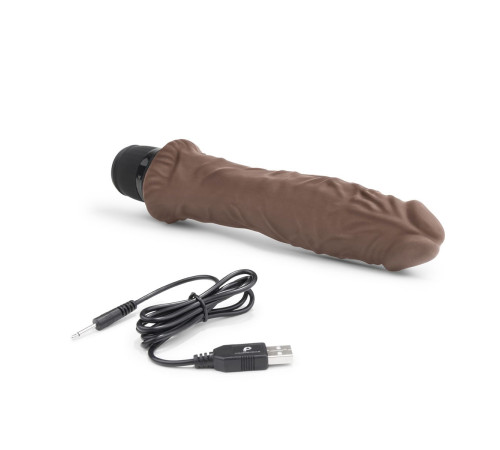 Коричневый вибратор-реалистик 8  Girthy Realistic Vibrator - 24,5 см.