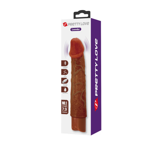 Коричневый реалистичный вибратор Leander - 20,3 см.
