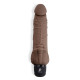 Коричневый вибратор с клиторальным выступом 7  Realistic Vibrator - 21,5 см.