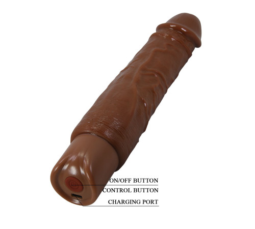 Коричневый реалистичный вибратор Rufus - 23,8 см.