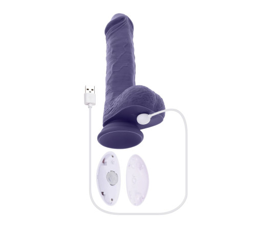 Фиолетовый вибратор на присоске с поступательными движениями Pleasure Rider - 22,2 см.