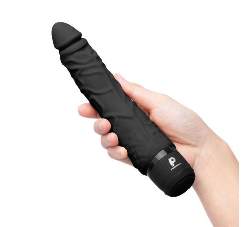 Черный вибратор-реалистик 7  Realistic Vibrator - 20 см.