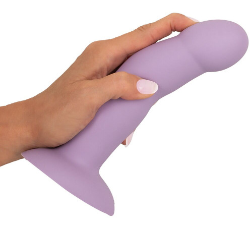 Сиреневый вибростимулятор на присоске Heart Guy - 19,5 см.