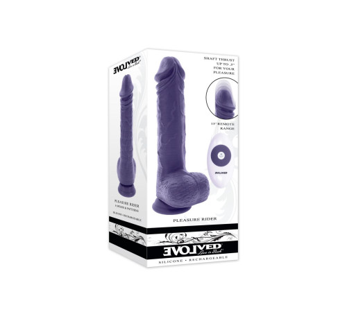 Фиолетовый вибратор на присоске с поступательными движениями Pleasure Rider - 22,2 см.