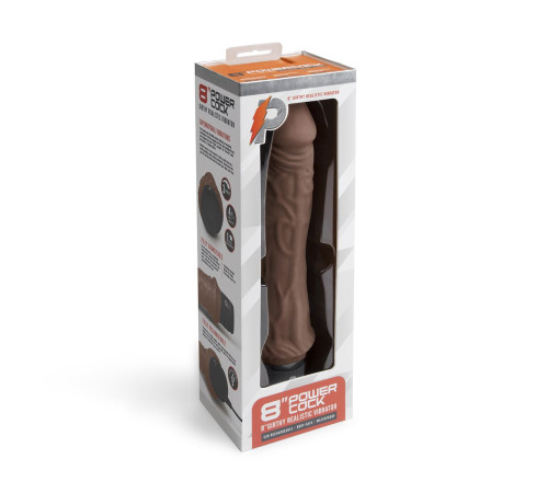 Коричневый вибратор-реалистик 8  Girthy Realistic Vibrator - 24,5 см.