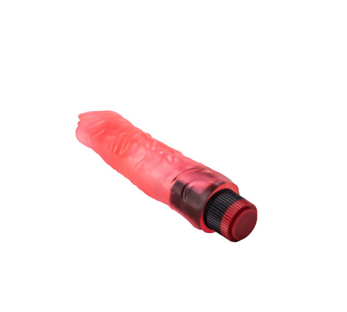 Рельефный розовый вибратор-реалистик - 19,5 см.