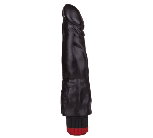 Чёрный вибромассажер с широким основанием - 18,8 см.