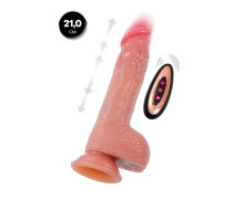 Телесный реалистичный вибратор-пульсатор - 21 см.