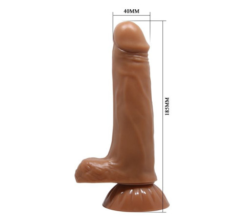 Коричневый вибратор с вращением и поступательными движениями Easton - 18,5 см.