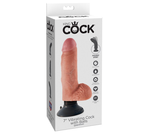Телесный вибратор с мошонкой и съемной присоской 7 Vibrating Cock with Balls - 17,8 см. Телесный вибратор с мошонкой и съемной присоской 7 Vibrating Cock with Balls - 17,8 см.