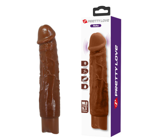 Коричневый реалистичный вибратор Rufus - 23,8 см.