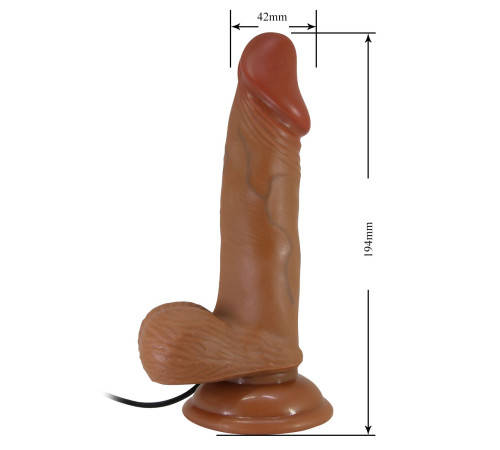 Темно-бежевый вибратор с подвижной кожей Zebulon - 19,4 см.