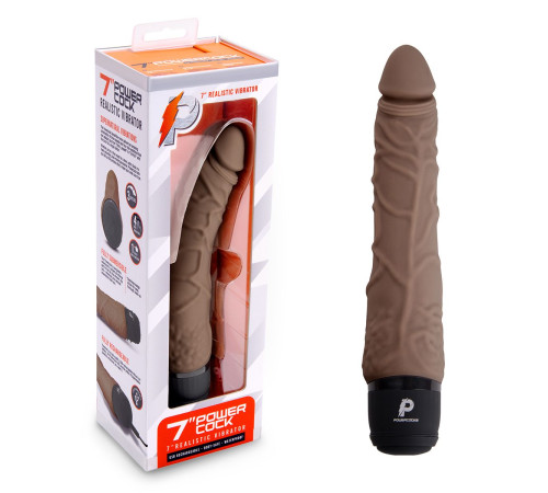 Коричневый вибромассажер 7  Realistic Vibrator - 20 см.