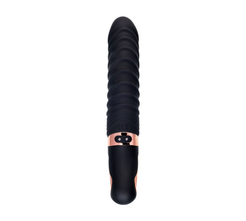 Черный вибратор Waname D-Splash Hurricane с ребрышками - 22,5 см.