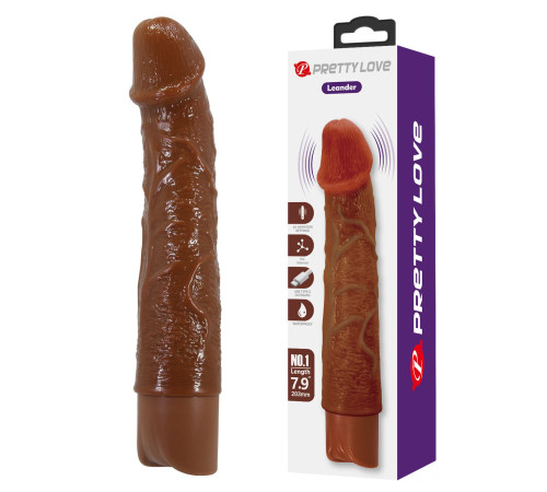 Коричневый реалистичный вибратор Leander - 20,3 см.