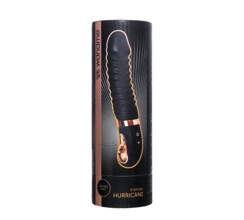 Черный вибратор Waname D-Splash Hurricane с ребрышками - 22,5 см.