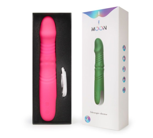 Розовый вибратор с возвратно-поступательными движениями и вращением бусин - 22,3 см.