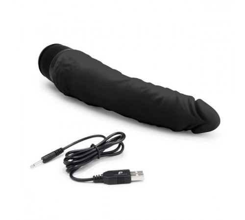 Черный вибратор-реалистик 7  Realistic Vibrator - 20 см.