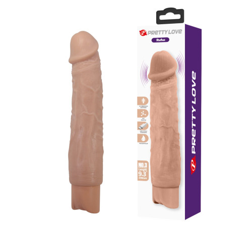 Телесный реалистичный вибратор Rufus - 23,8 см.