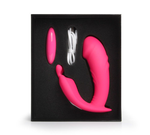 Розовый вибромассажёр с пультом дистанционного управления