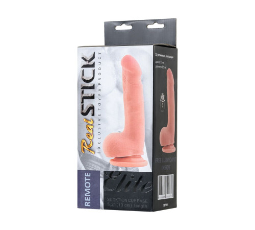 Реалистичный перезаряжаемый вибратор REALSTICK ELITE VIBRO с пультом ДУ - 18,5 см.