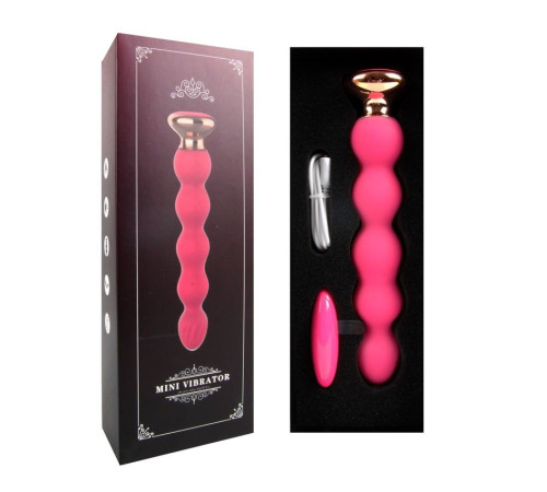 Розовый вибратор-ёлочка Mini Vibrator с пультом ДУ - 19 см.