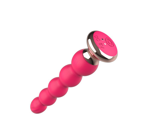 Розовый вибратор-ёлочка Mini Vibrator с пультом ДУ - 19 см.