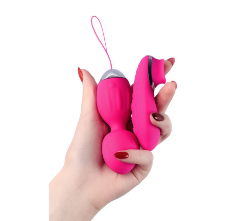 Розовые виброшарики TELLA с пультом-стимулятором