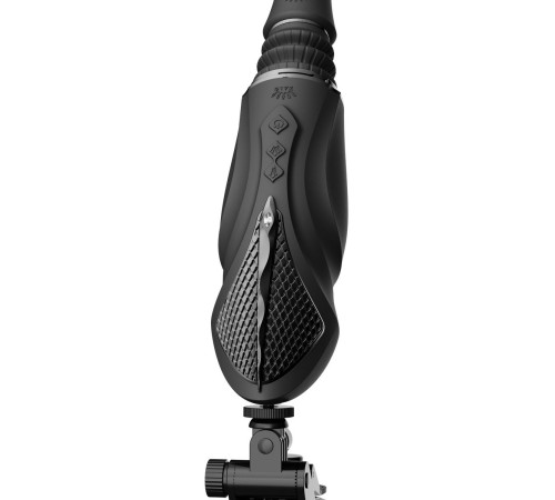 Черная секс-машина с функцией нагрева, насадками и присоской Sesh