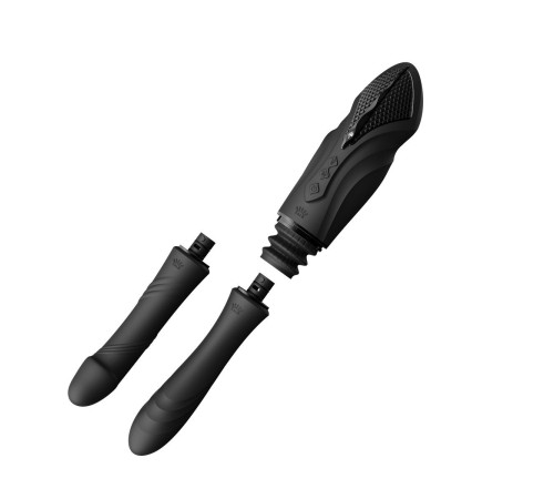 Черная секс-машина с функцией нагрева, насадками и присоской Sesh