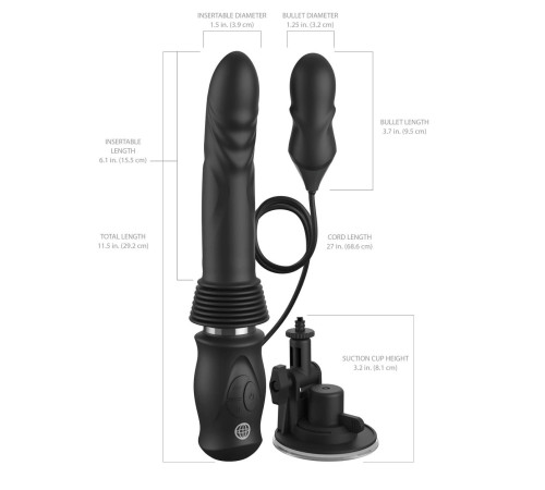 Черный автоматический вибромассажер с вибропулей Ultimate Silicone Thruster