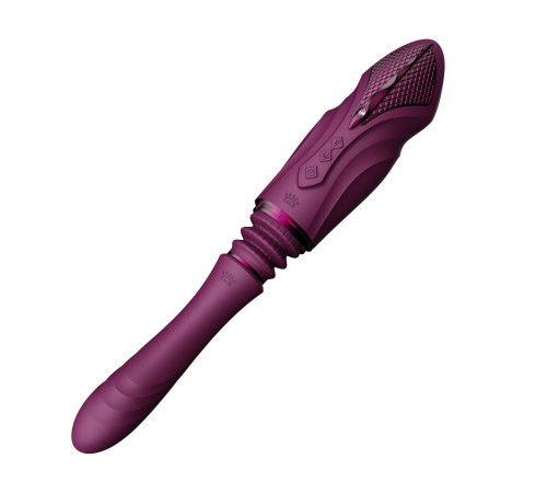 Фиолетовая секс-машина с функцией нагрева, насадками и присоской Sesh