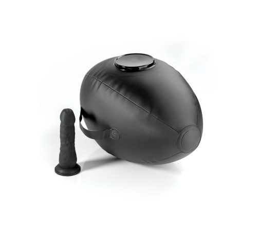 Черный надувной мяч с платформой для фиксации дилдо Body Dock Inflatable Love Ball