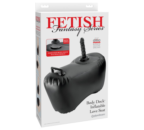 Черное надувное кресло с платформой для фиксации дилдо Body Dock Inflatable Love Seat