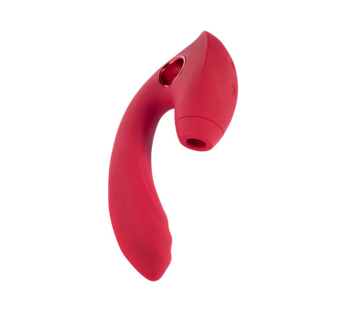 Красный вибратор с вакуум-волновым стимулятором клитора Grace
