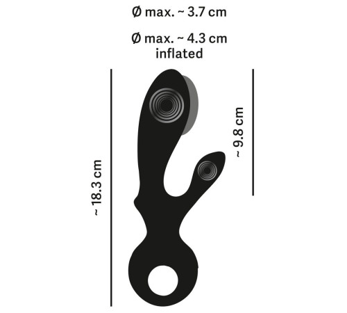 Черный вибратор-кролик с функцией расширения Inflatable Rabbit Vibrator - 18,3 см.