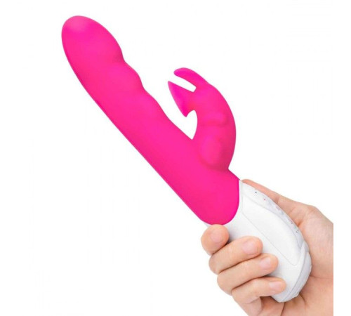 Розовый вибромассажер с клиторальной стимуляцией Clitoral Suction Rabbit - 24,5 см.