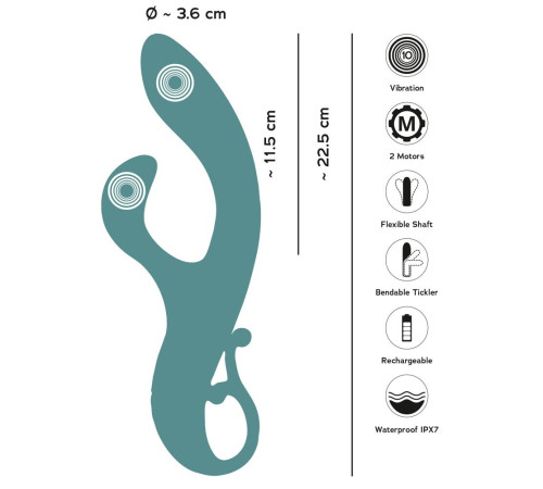 Бирюзовый вибратор-кролик The Magician Rabbit Vibrator - 22,5 см.