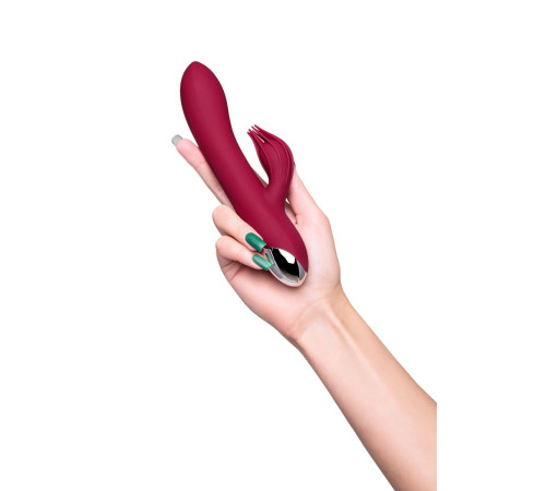 Бордовый вибратор-кролик Sangra - 20,5 см.