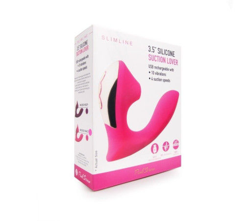 Розовый L-образный вибромассажёр с вакуумной стимуляцией 3,5’’ Silicone Billow Suction Lover Розовый L-образный вибромассажёр с вакуумной стимуляцией 3,5’’ Silicone Billow Suction Lover
