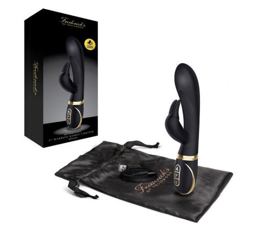 Черный вибратор-кролик с эффектом нагрева Warming Rabbit Vibrator