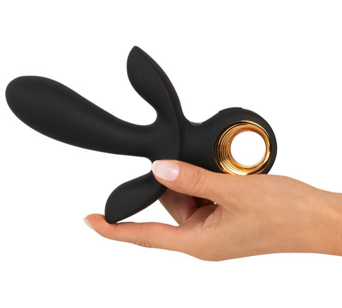 Черный вибратор с функцией расширения Inflatable Triple Vibrator - 18,9 см.