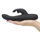 Заказать Черный вибратор с клиторальным отростком Greedy Girl Slimline Rabbit Vibrator - 22,8 см.